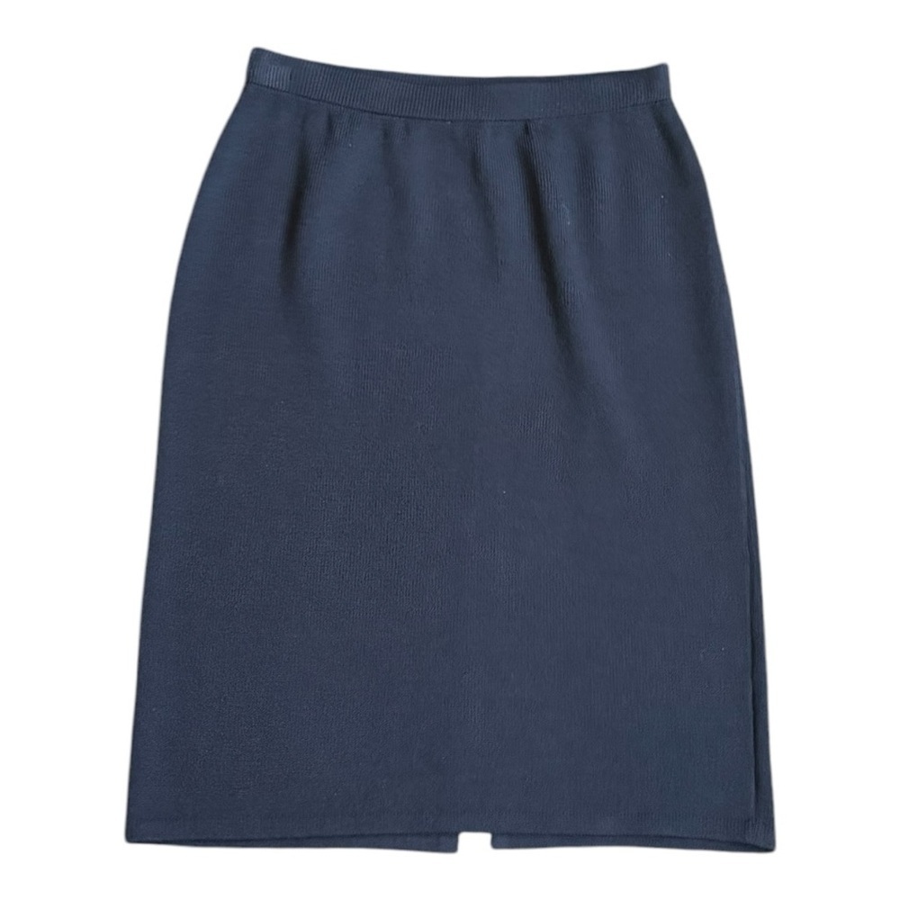 ST JOHN Navy Blue Knit Pencil Skirt Size 8 Business Casual Quiet‎ Luxury Basics